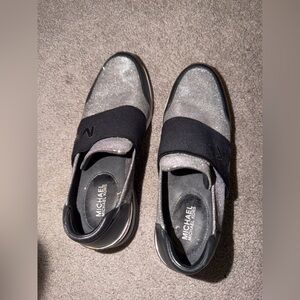 Michael Kors Black and Silver Textured Sneakers